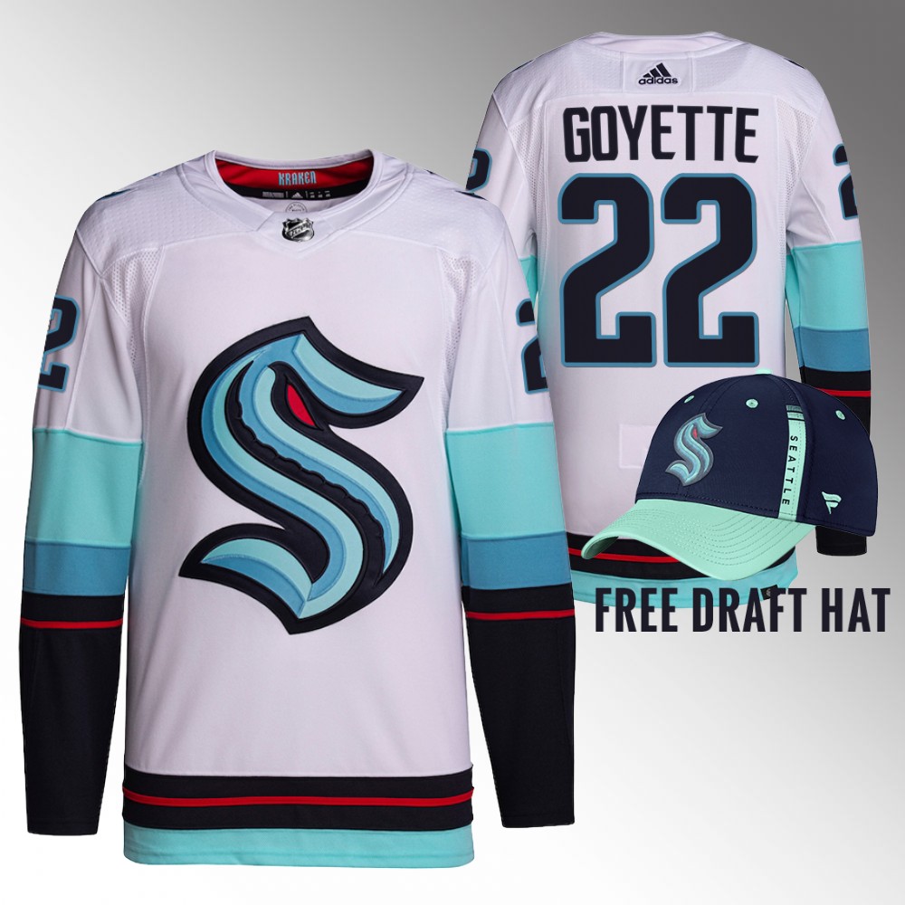 2022 NHL Draft Kraken David Goyette White Jersey Authentic Primegreen Away