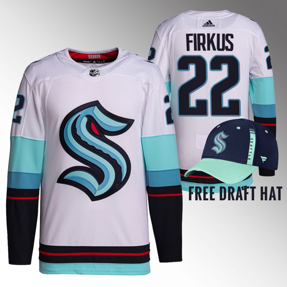 2022 NHL Draft Kraken Jagger Firkus White Jersey Authentic Primegreen Away