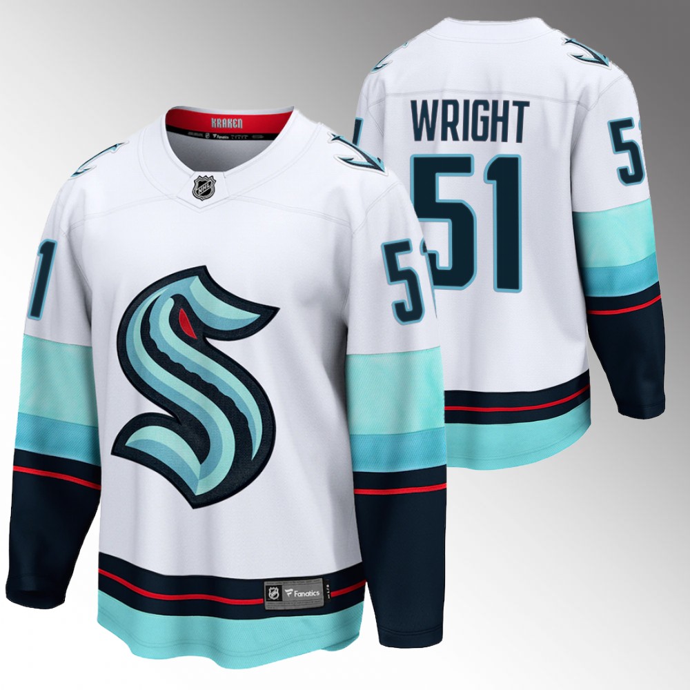 2022 NHL Draft Kraken Shane Wright White Jersey Away