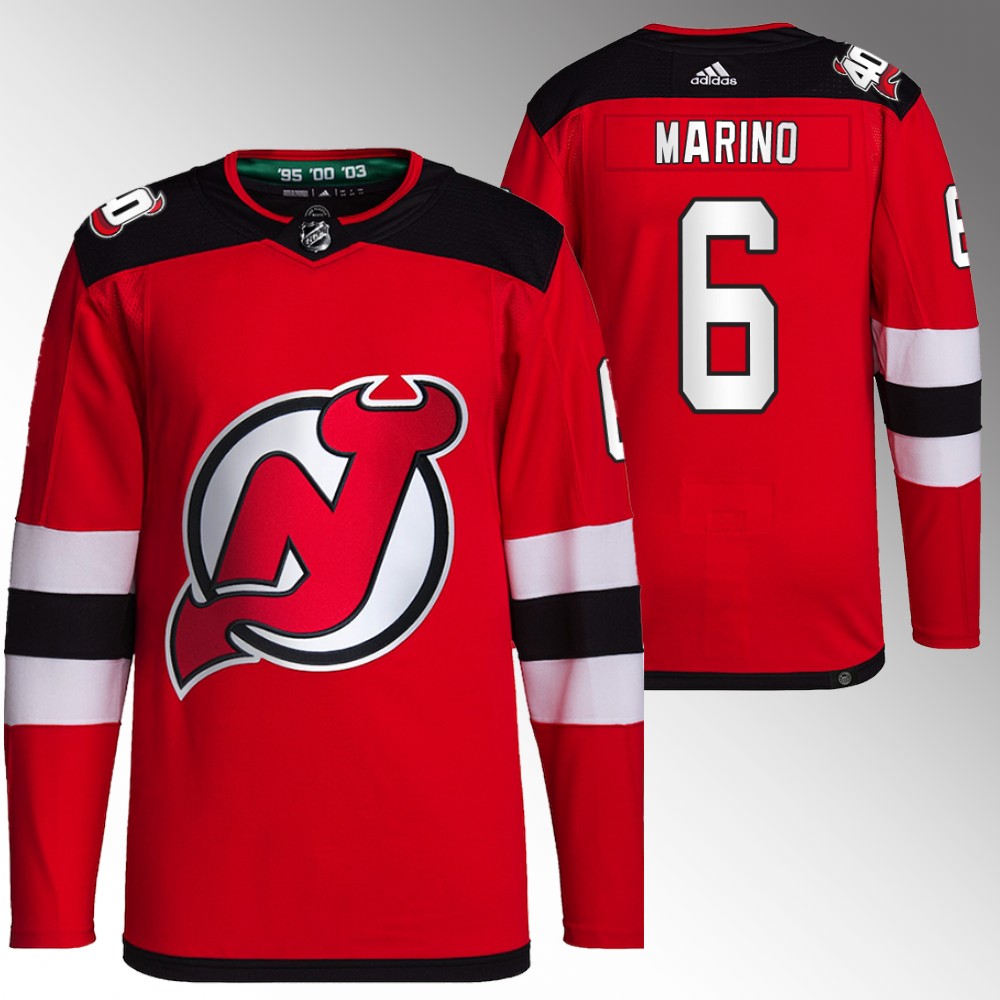 2022 New Jersey Devils John Marino Red Primegreen Authentic Home Jersey
