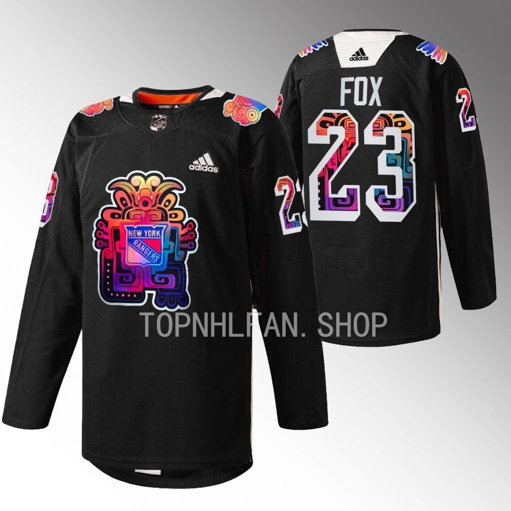 2022 New York Rangers Adam Fox Hispanic Heritage Night Black Warmups Jersey
