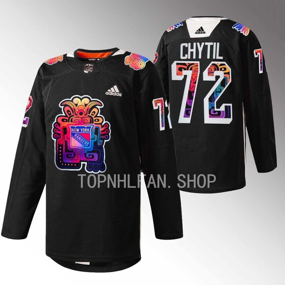 2022 New York Rangers Filip Chytil Hispanic Heritage Night Black Warmups Jersey