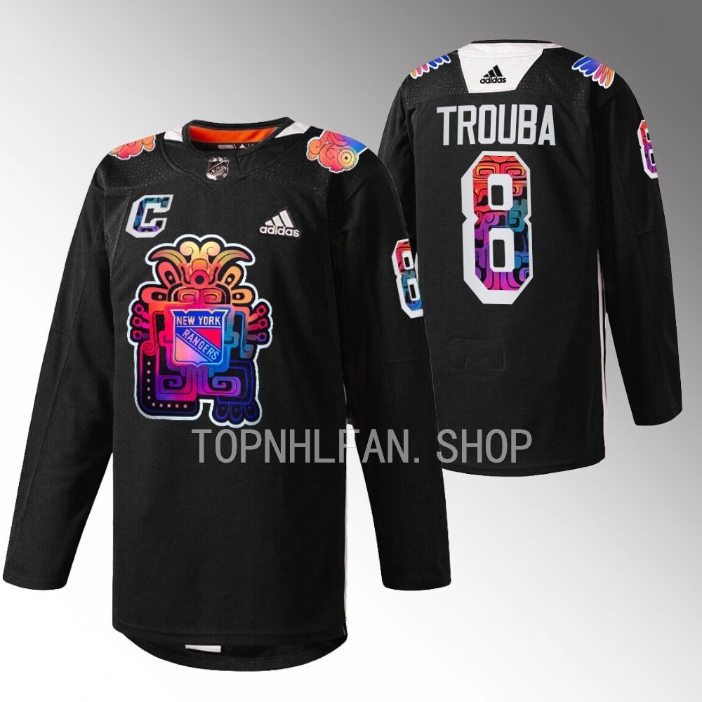 2022 New York Rangers Jacob Trouba Hispanic Heritage Night Black Warmups Jersey