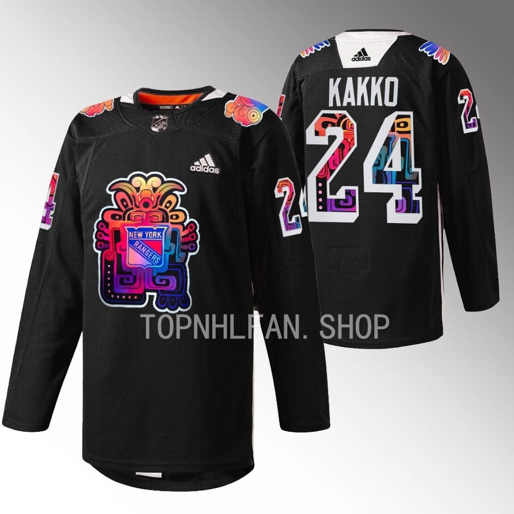 2022 New York Rangers Kaapo Kakko Hispanic Heritage Night Black Warmups Jersey