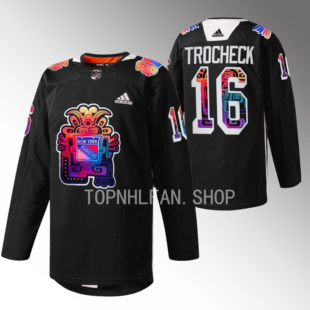 2022 New York Rangers Vincent Trocheck Hispanic Heritage Night Black Warmups Jersey