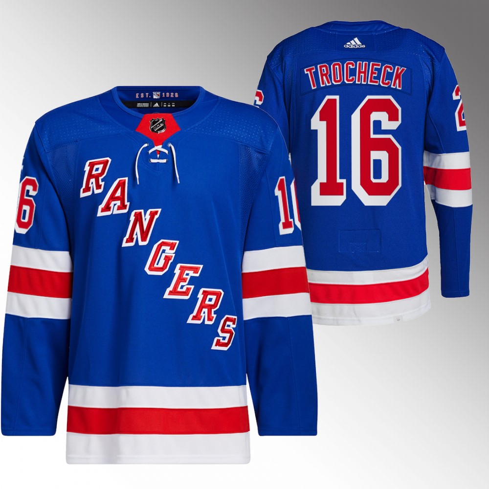 2022 New York Rangers Vincent Trocheck Royal Primegreen Authentic Home Jersey