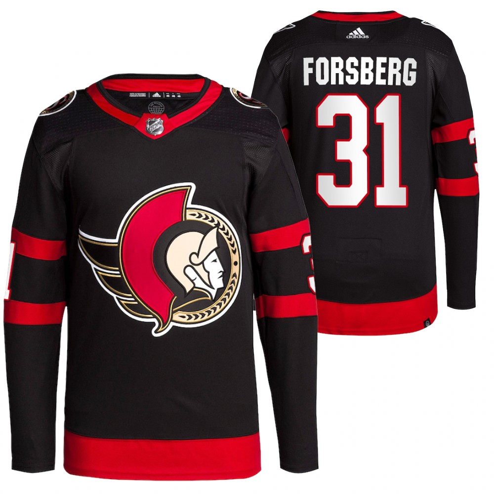 2022 Ottawa Senators Anton Forsberg Black Home Primegreen Authentic Pro Jersey