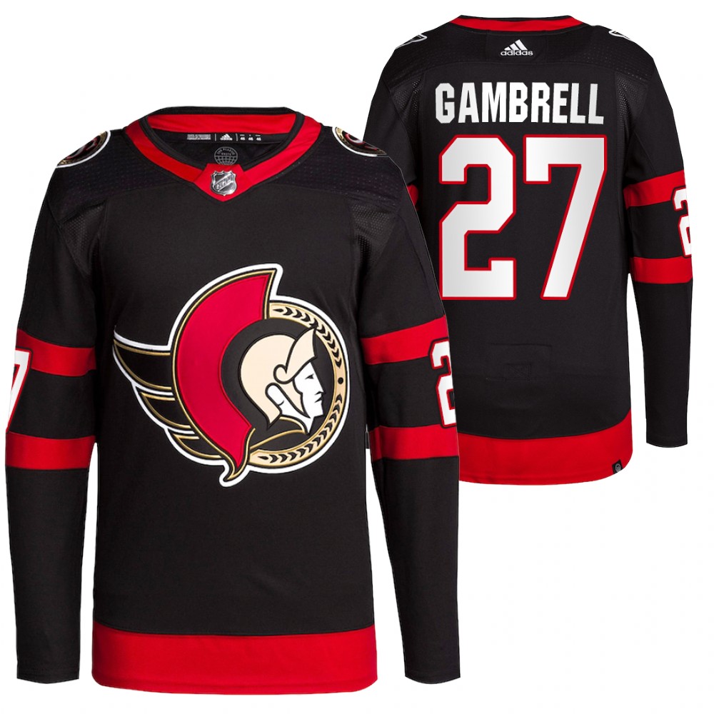 2022 Ottawa Senators Dylan Gambrell Black Home Primegreen Authentic Pro Jersey