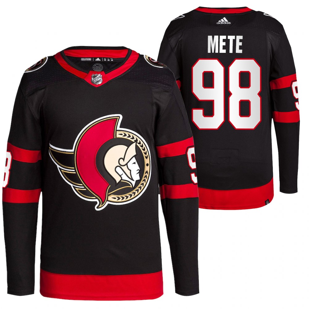 2022 Ottawa Senators Victor Mete Black Home Primegreen Authentic Pro Jersey