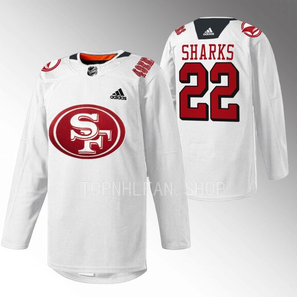 2022 San Jose Sharks 49er Mash-Up White Specialty Warm-Up Jersey
