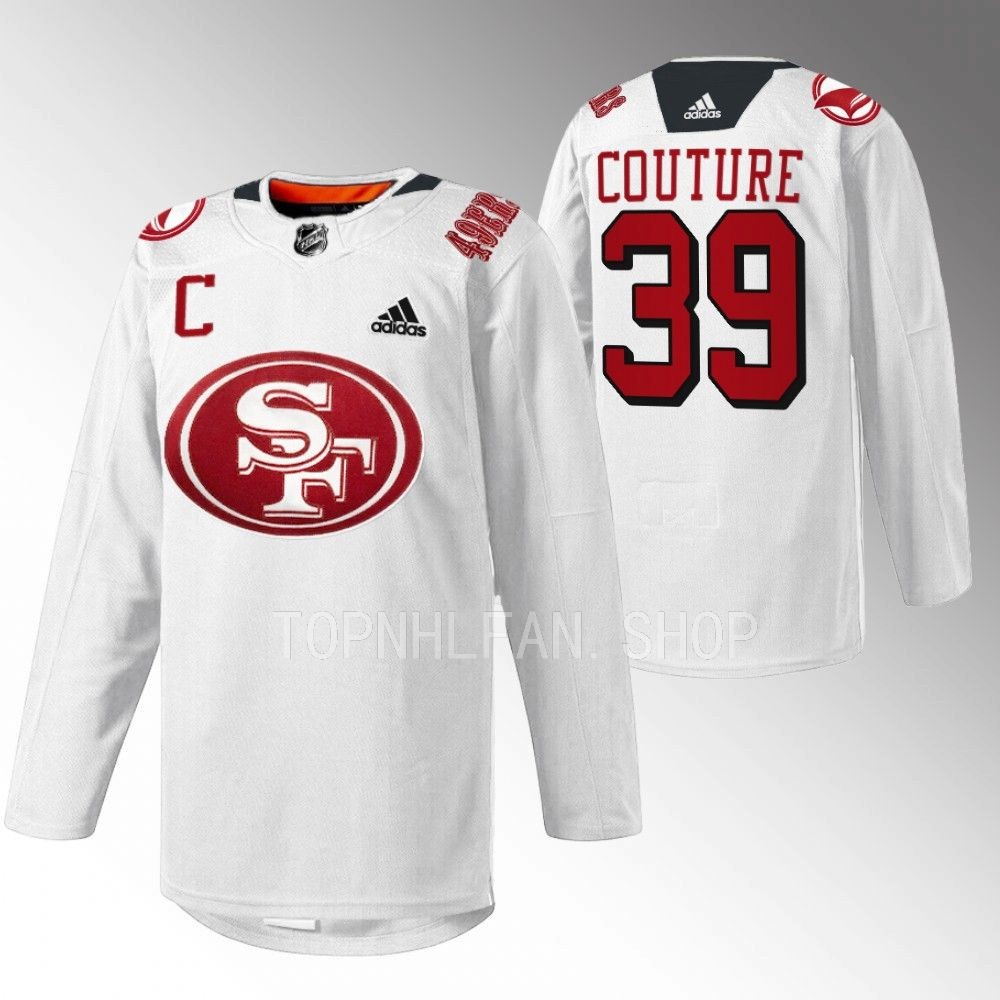 2022 San Jose Sharks Logan Couture 49er Mash-Up White Specialty Warm-Up Jersey