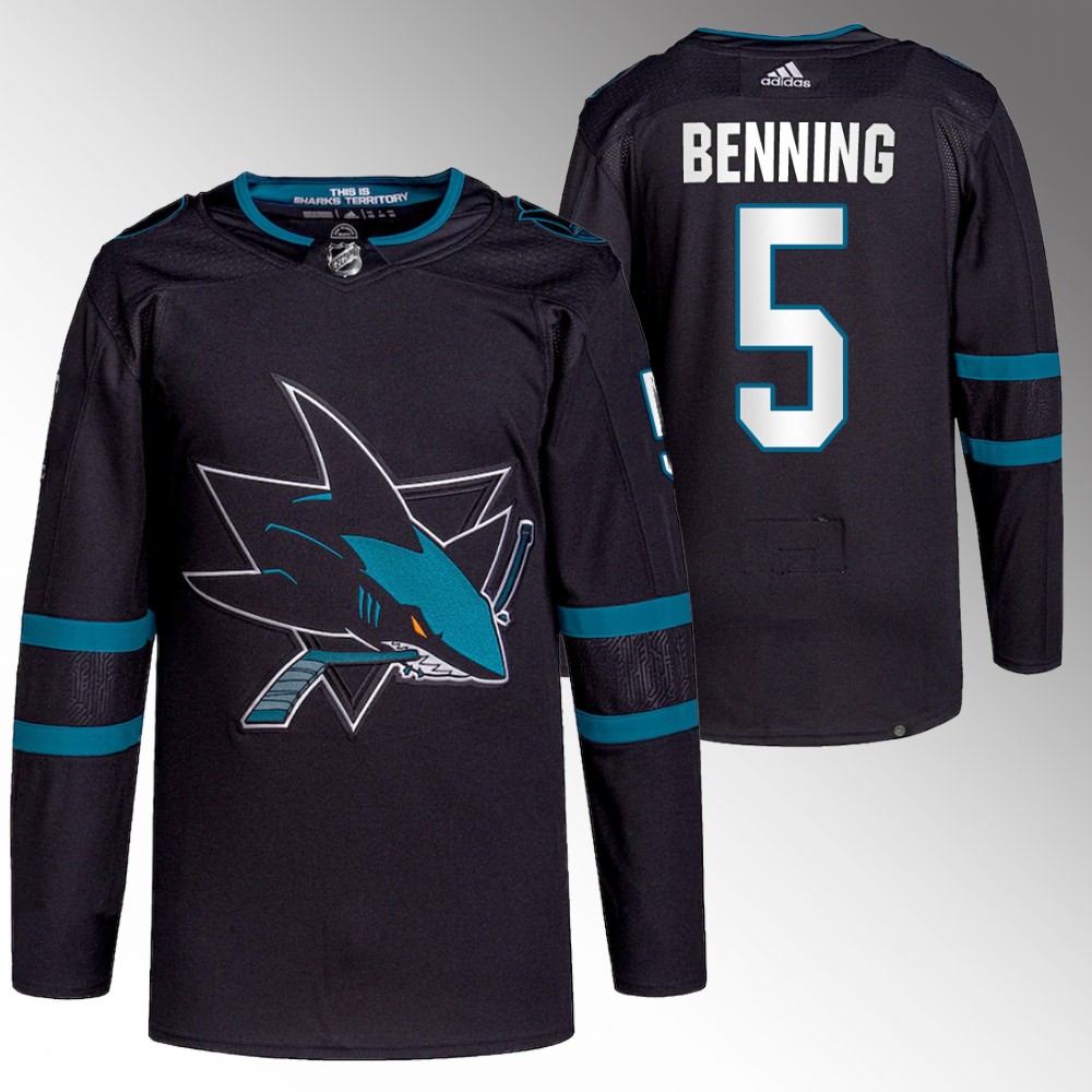 2022 San Jose Sharks Matt Benning Black Primegreen Authentic Alternate Jersey