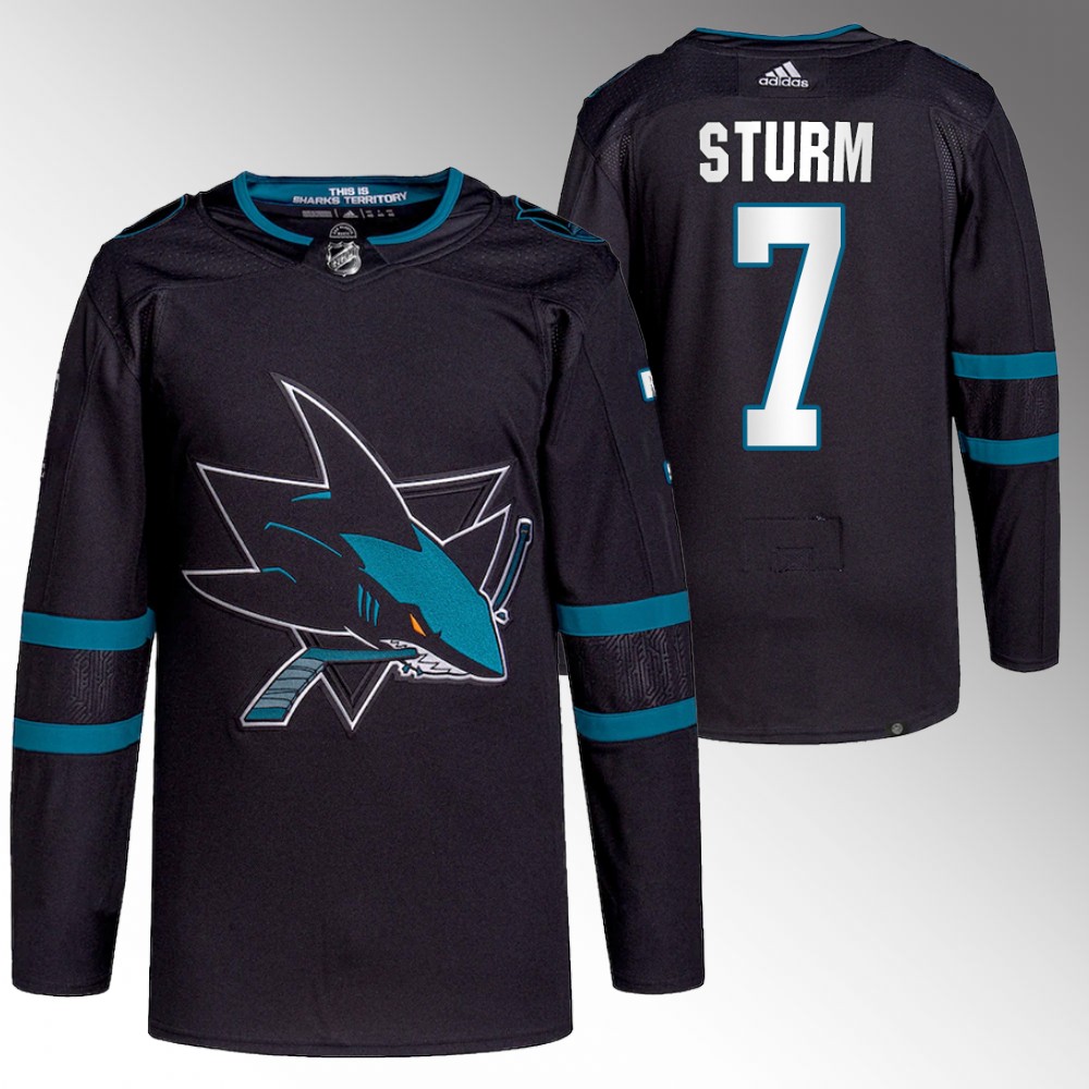 2022 San Jose Sharks Nico Sturm Black Primegreen Authentic Alternate Jersey