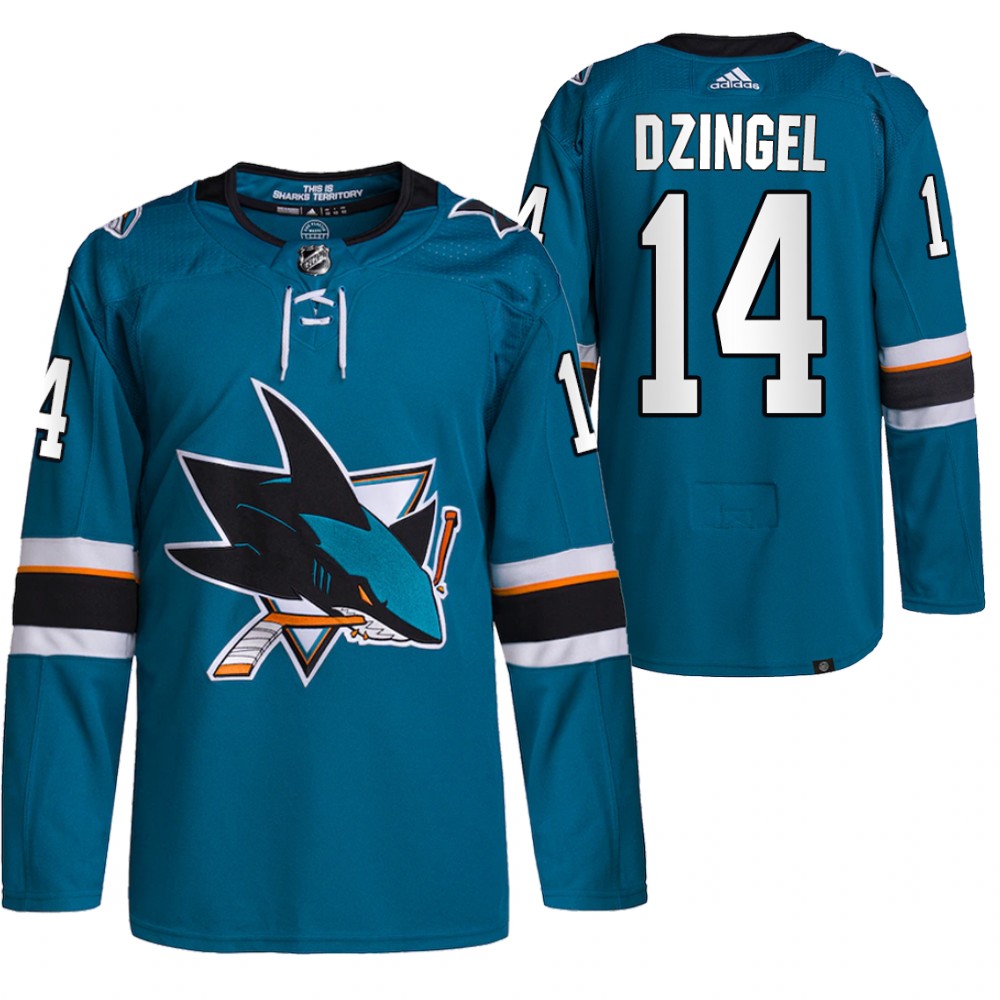 2022 San Jose Sharks Ryan Dzingel Teal Home Authentic Primegreen Jersey