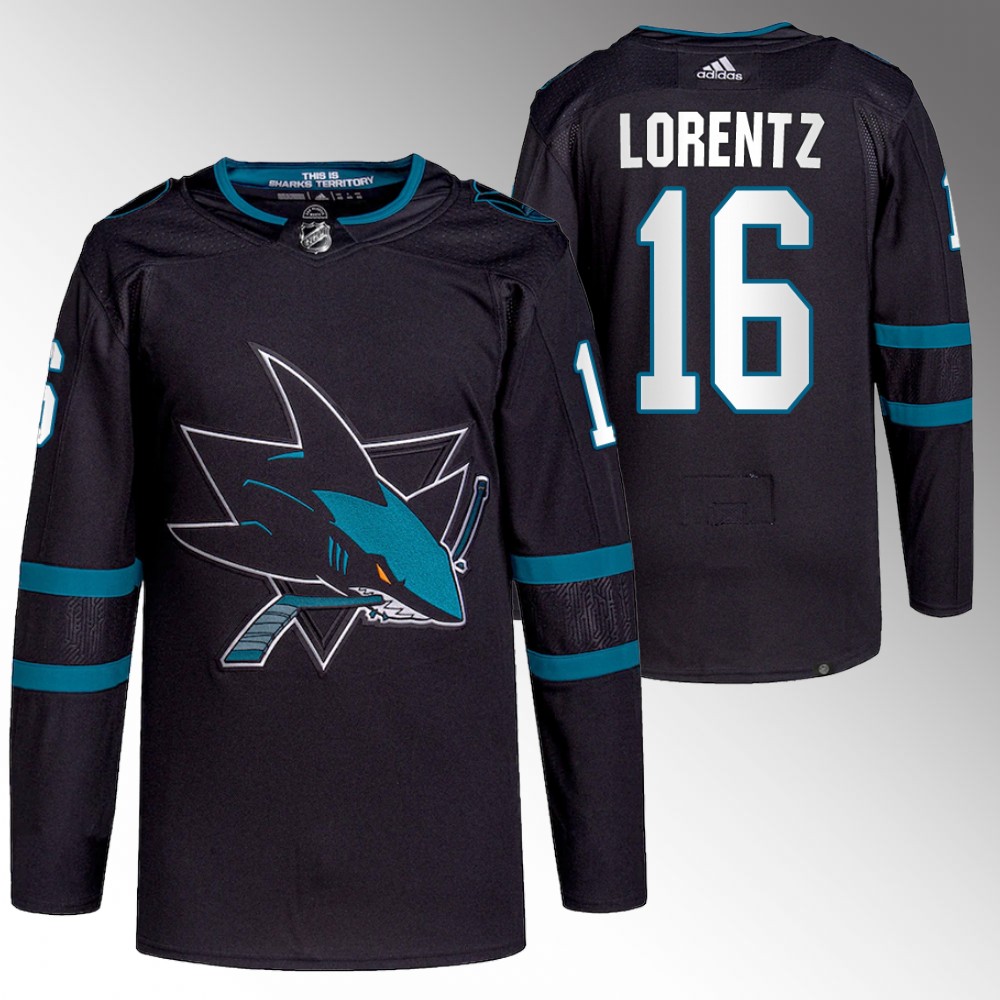 2022 San Jose Sharks Steven Lorentz Black Primegreen Authentic Alternate Jersey