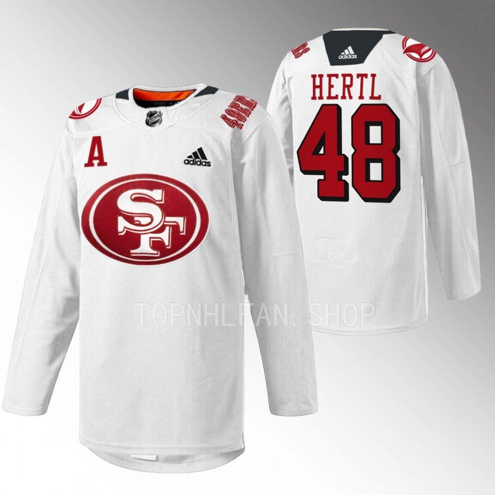 2022 San Jose Sharks Tomas Hertl 49er Mash-Up White Specialty Warm-Up Jersey