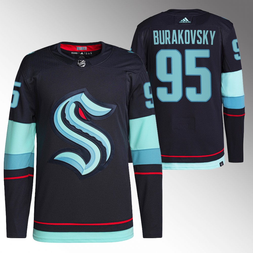 2022 Seattle Kraken Andre Burakovsky Navy Primegreen Authentic Home Jersey