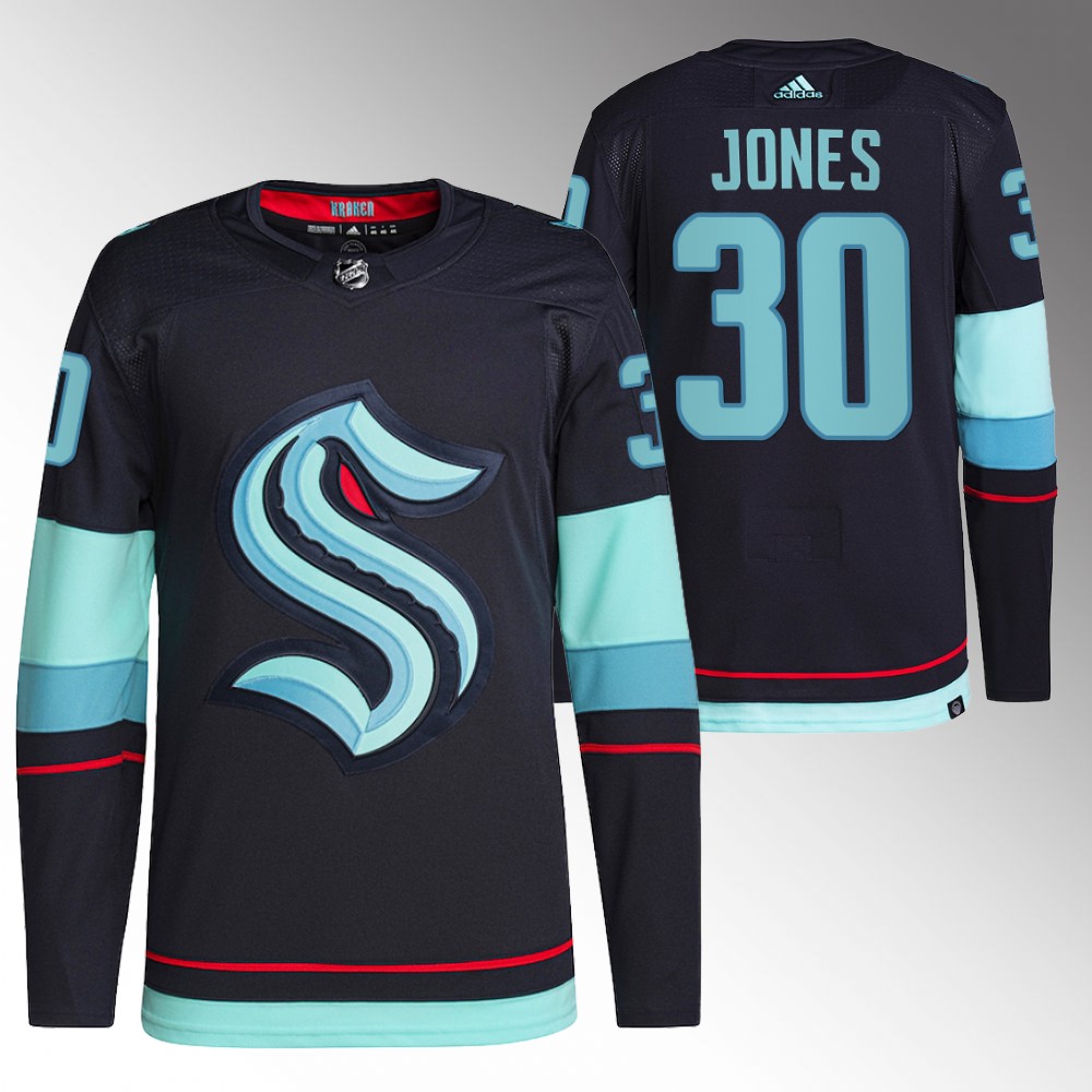 2022 Seattle Kraken Martin Jones Navy Primegreen Authentic Home Jersey