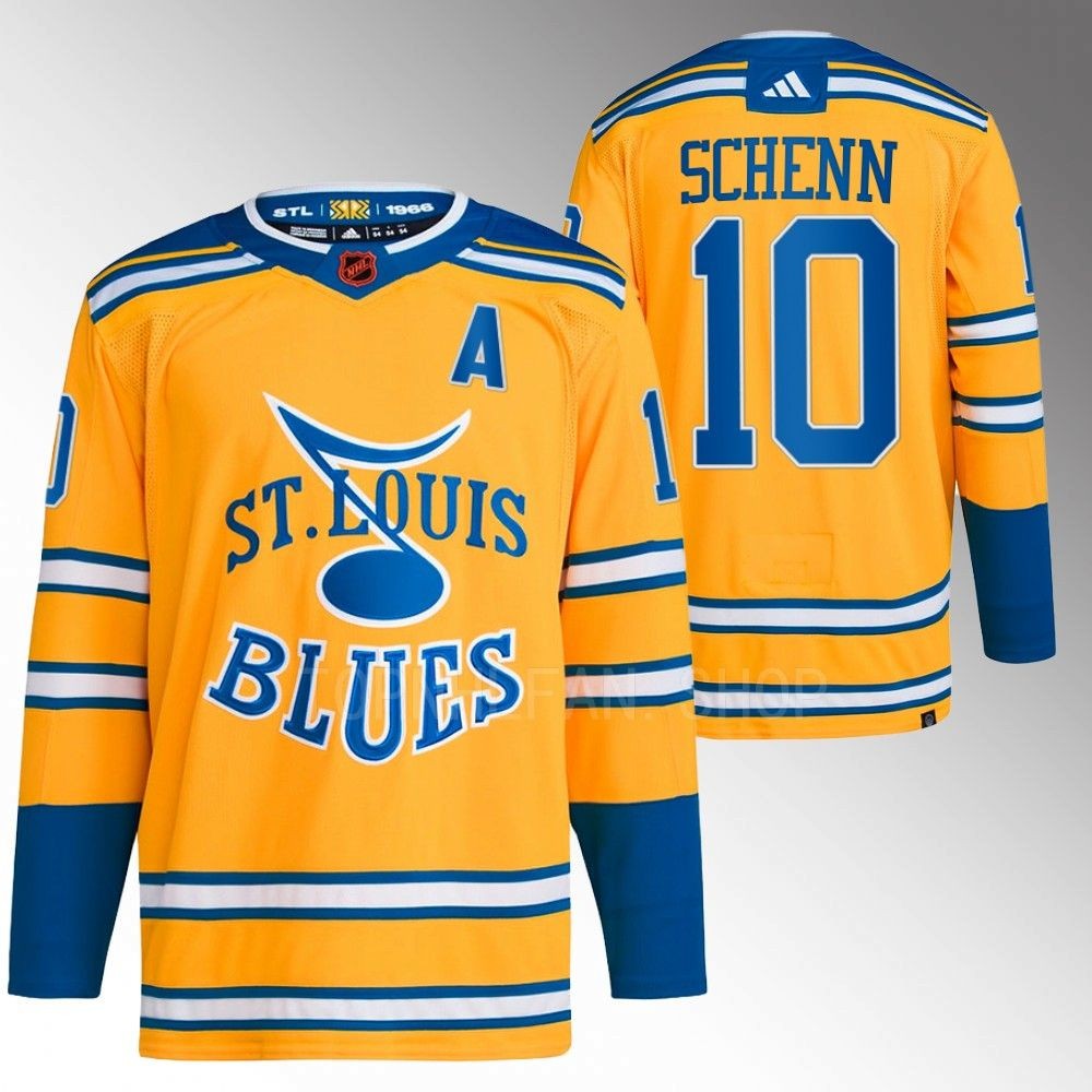 2022 St. Louis Blues Brayden Schenn Reverse Retro 2.0 Yellow Authentic Primegreen Jersey
