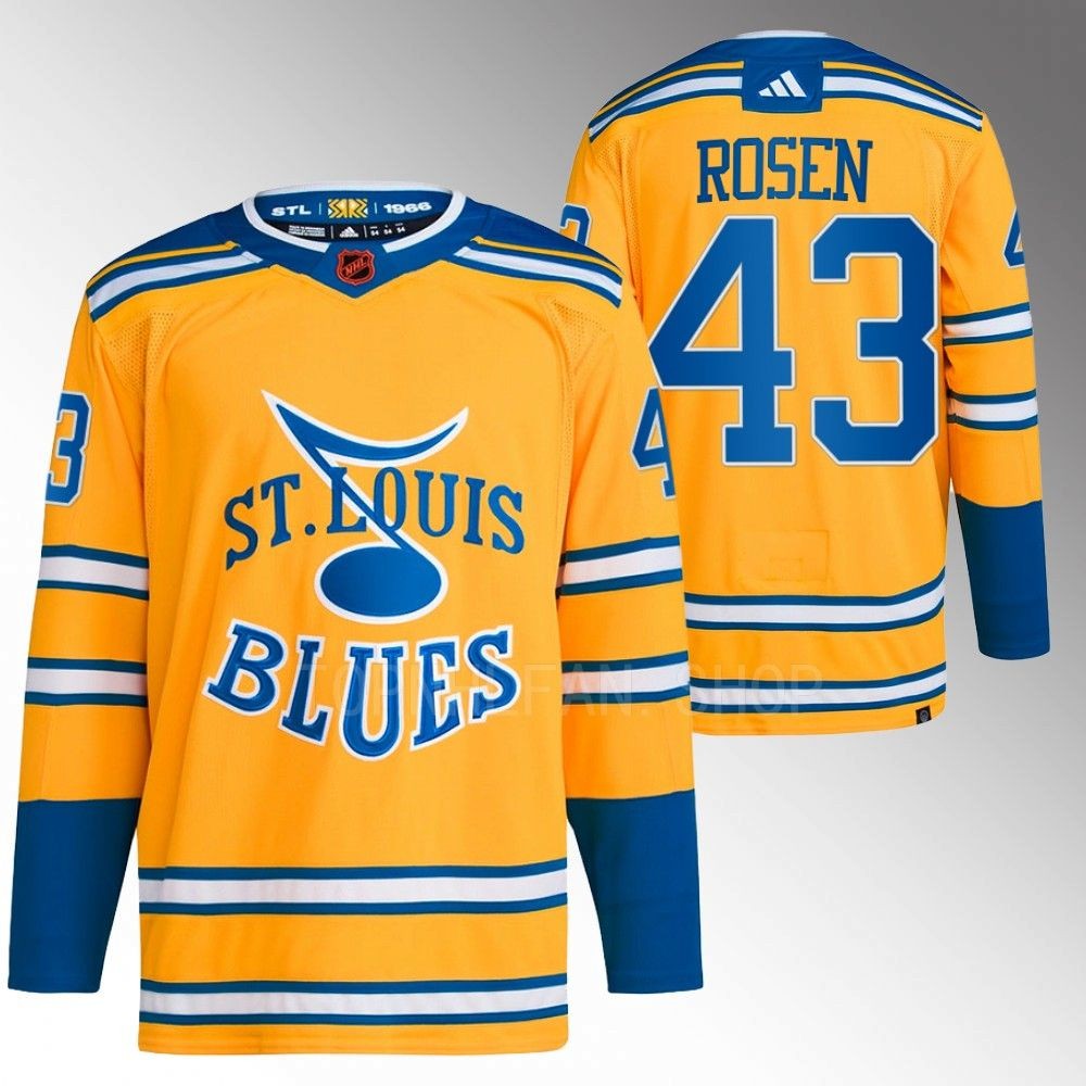 2022 St. Louis Blues Calle Rosen Reverse Retro 2.0 Yellow Authentic Primegreen Jersey