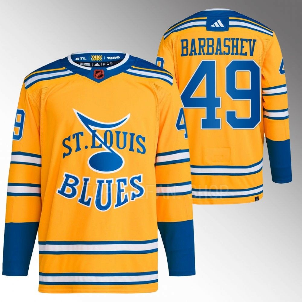 2022 St. Louis Blues Ivan Barbashev Reverse Retro 2.0 Yellow Authentic Primegreen Jersey
