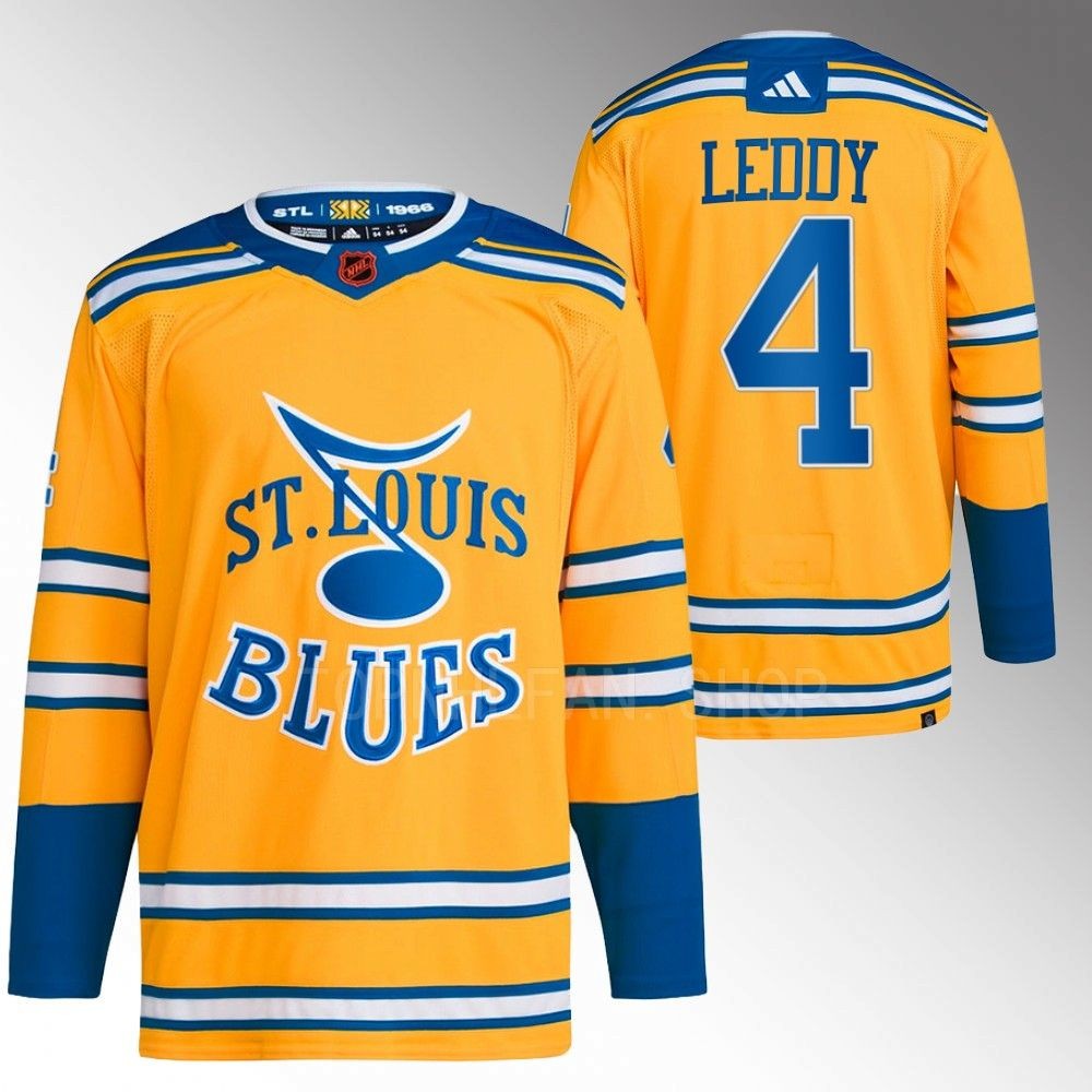 2022 St. Louis Blues Nick Leddy Reverse Retro 2.0 Yellow Authentic Primegreen Jersey