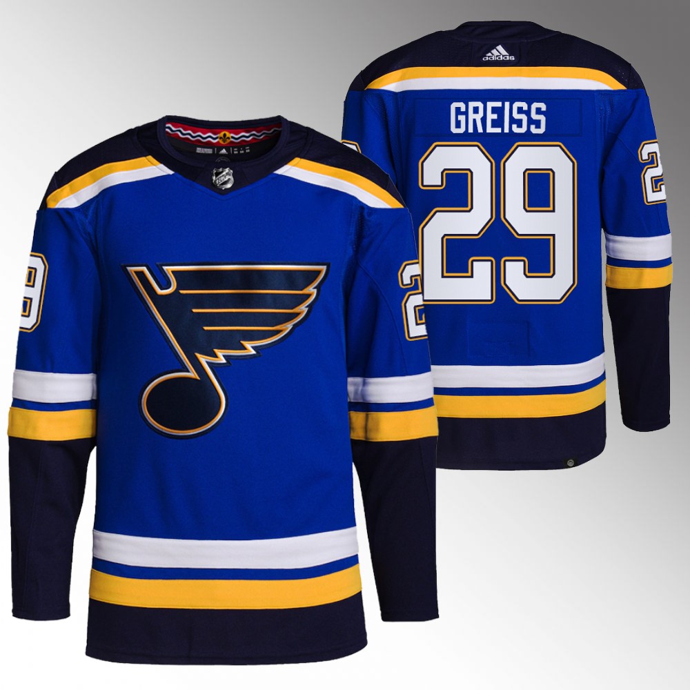 2022 St. Louis Blues Thomas Greiss Blue Primegreen Authentic Home Jersey