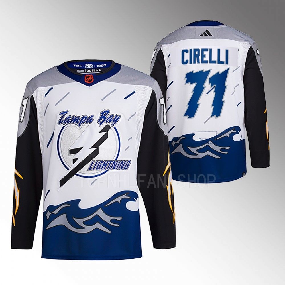 2022 Tampa Bay Lightning Anthony Cirelli White Reverse Retro 2.0 Authentic Primegreen Jersey