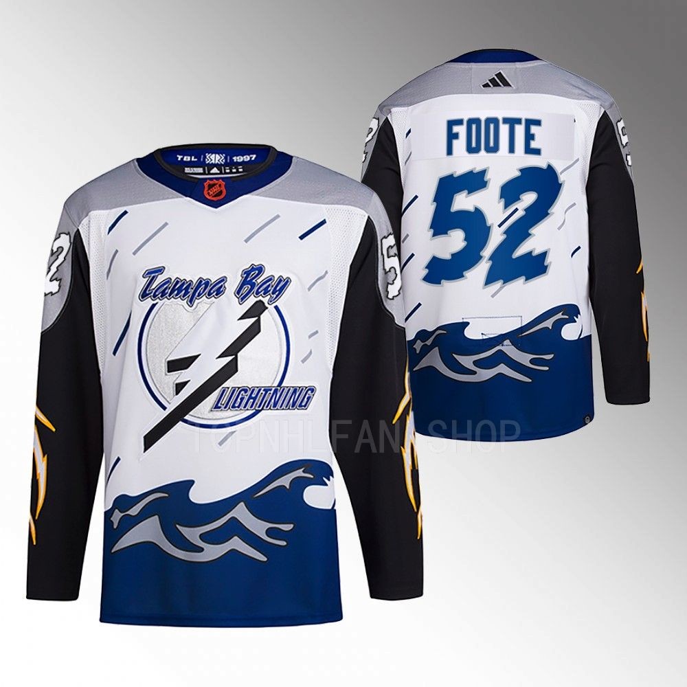 2022 Tampa Bay Lightning Callan Foote White Reverse Retro 2.0 Authentic Primegreen Jersey