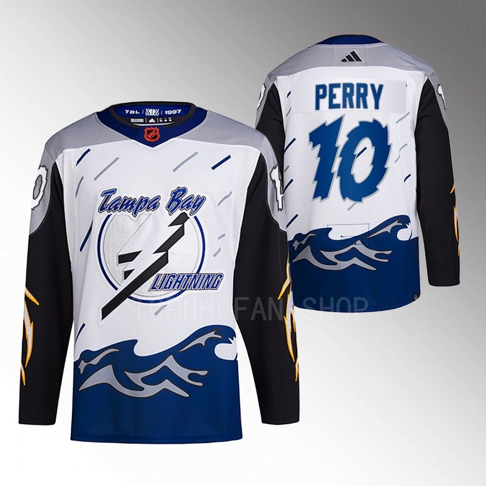 2022 Tampa Bay Lightning Corey Perry White Reverse Retro 2.0 Authentic Primegreen Jersey