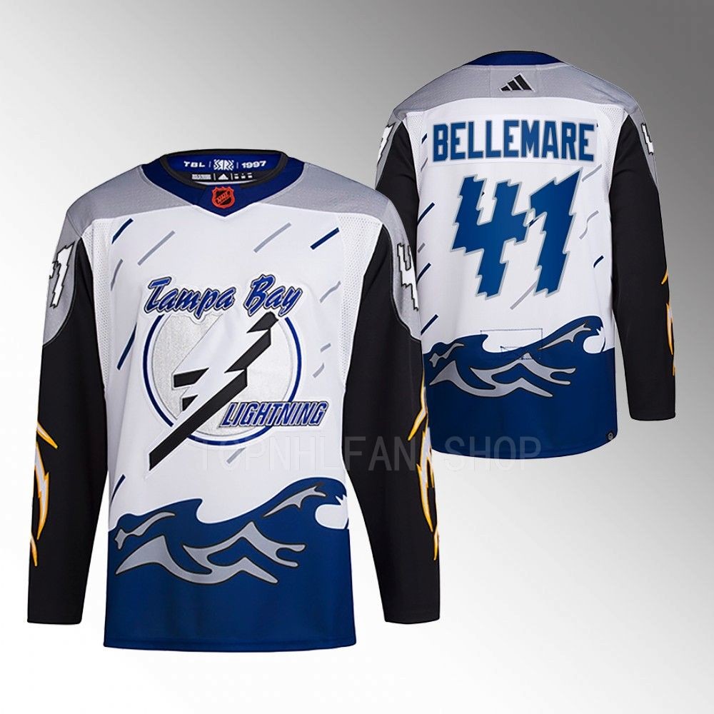 2022 Tampa Bay Lightning Pierre-Edouard Bellemare White Reverse Retro 2.0 Authentic Primegreen Jersey
