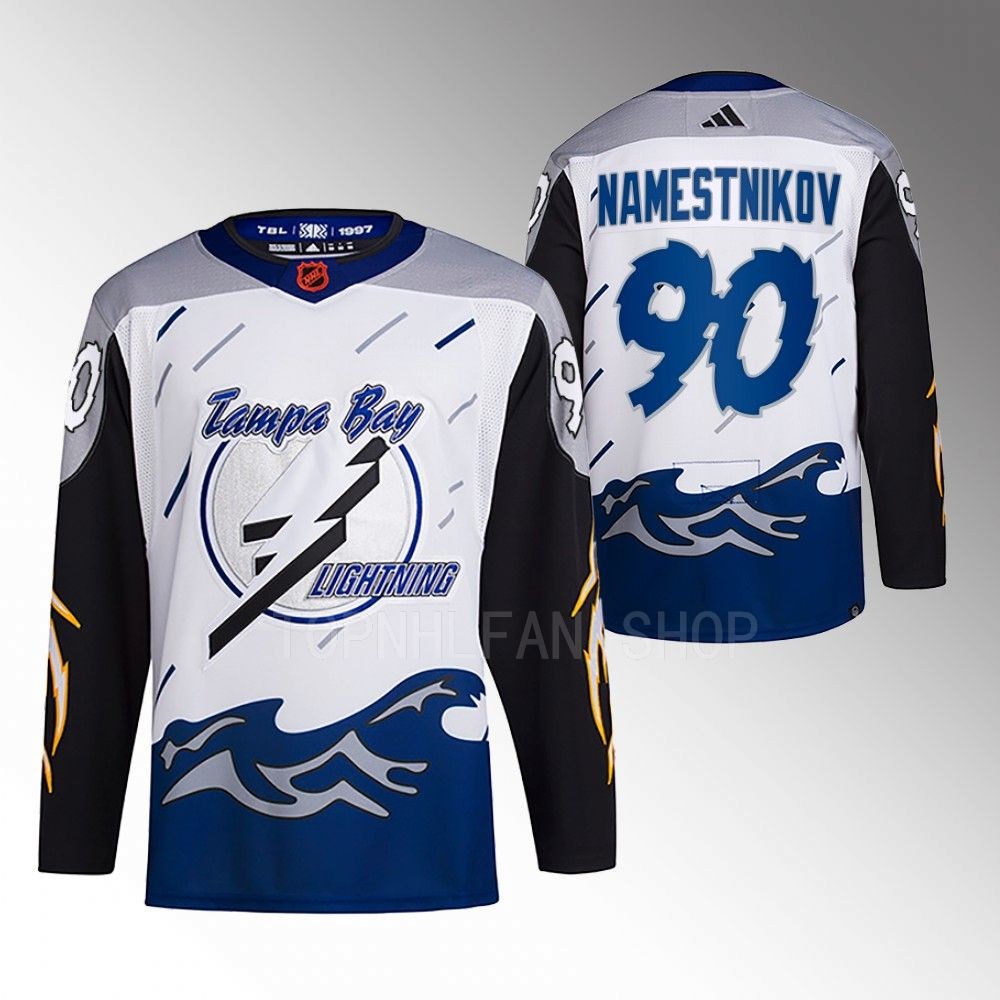2022 Tampa Bay Lightning Vladislav Namestnikov White Reverse Retro 2.0 Authentic Primegreen Jersey