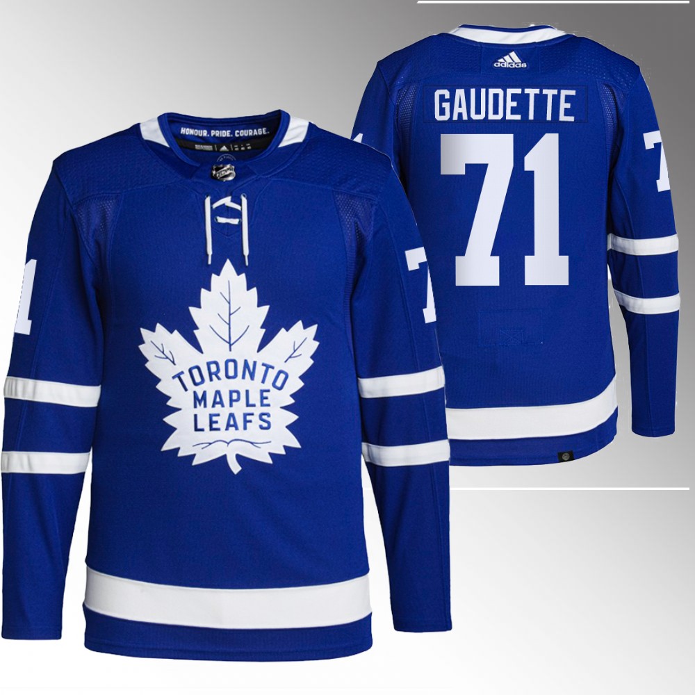 2022 Toronto Maple Leafs Adam Gaudette Blue Primegreen Authentic Home Jersey