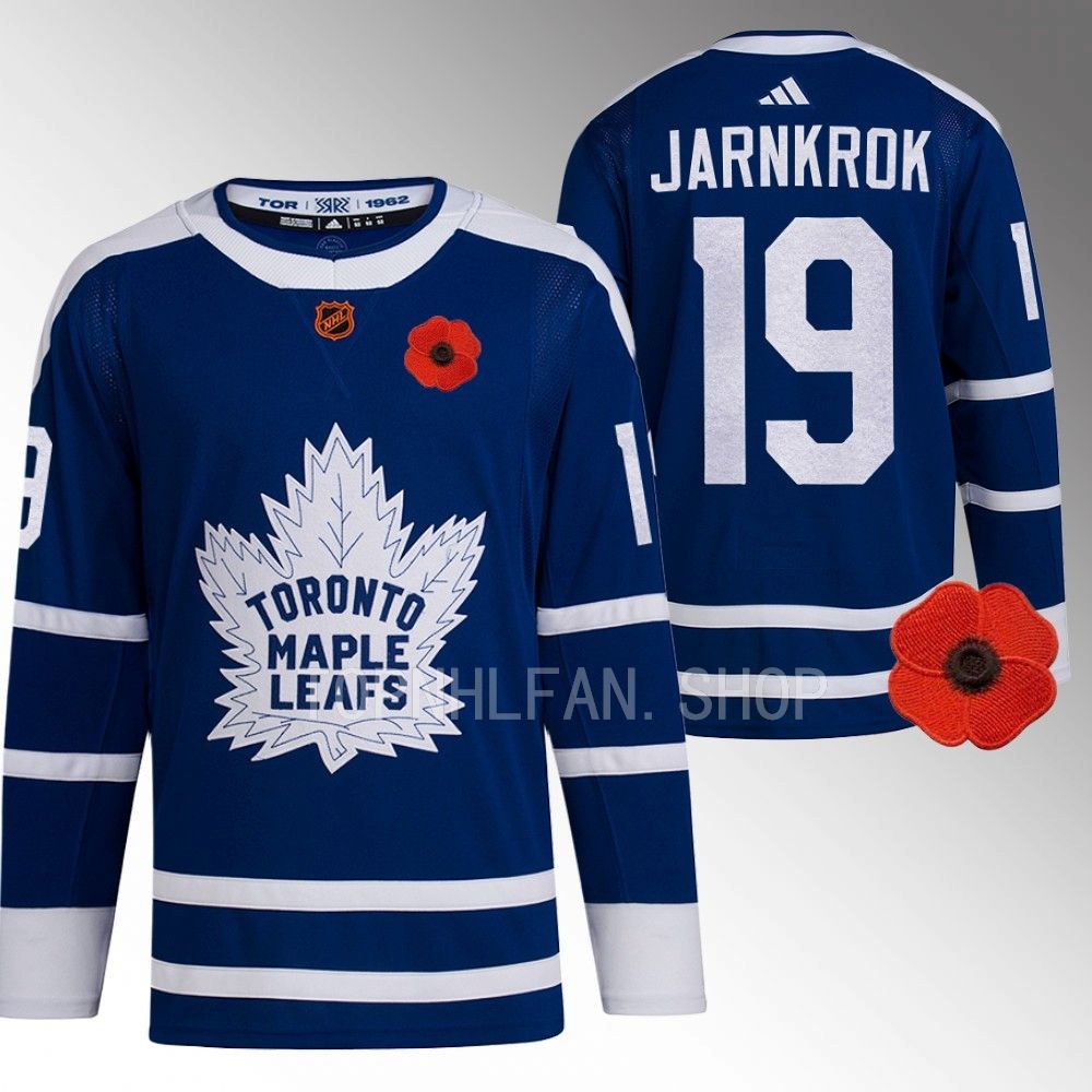 2022 Toronto Maple Leafs Calle Jarnkrok Canadian Remembrance Day Blue Lest We Forget Jersey