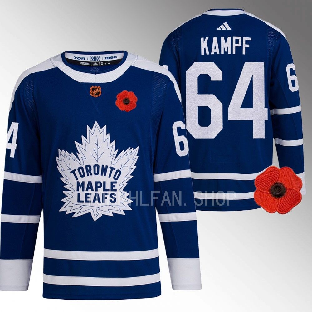2022 Toronto Maple Leafs David Kampf Canadian Remembrance Day Blue Lest We Forget Jersey