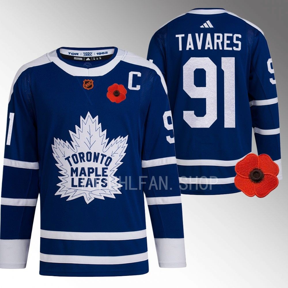 2022 Toronto Maple Leafs John Tavares Canadian Remembrance Day Blue Lest We Forget Jersey