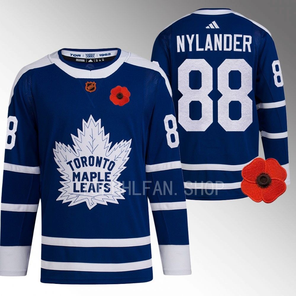 2022 Toronto Maple Leafs William Nylander Canadian Remembrance Day Blue Lest We Forget Jersey