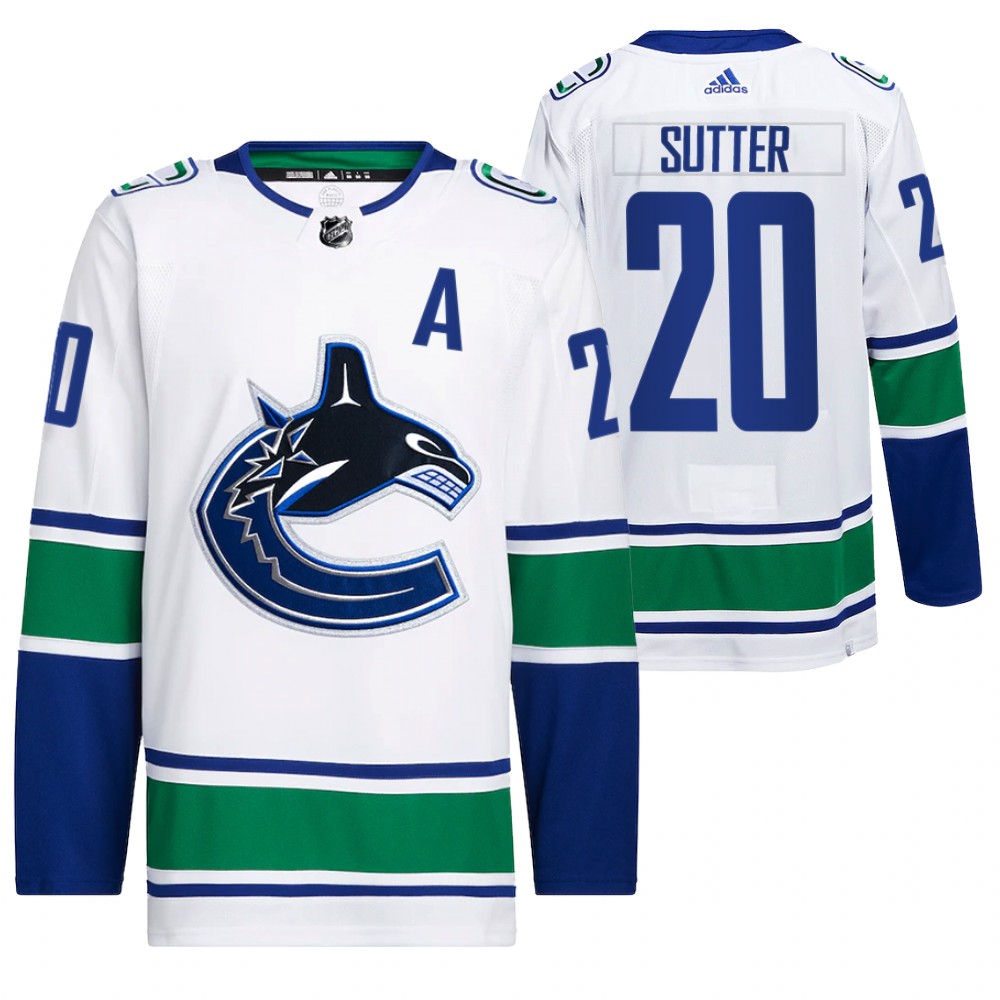 2022 Vancouver Canucks Brandon Sutter White Away Primegreen Authentic Pro Jersey