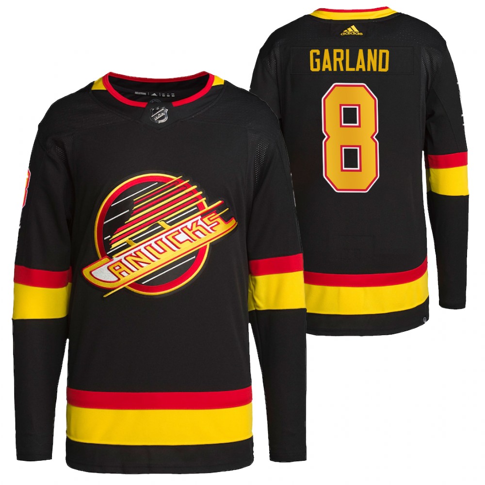 2022 Vancouver Canucks Conor Garland Black Retro Primegreen Authentic Pro Jersey