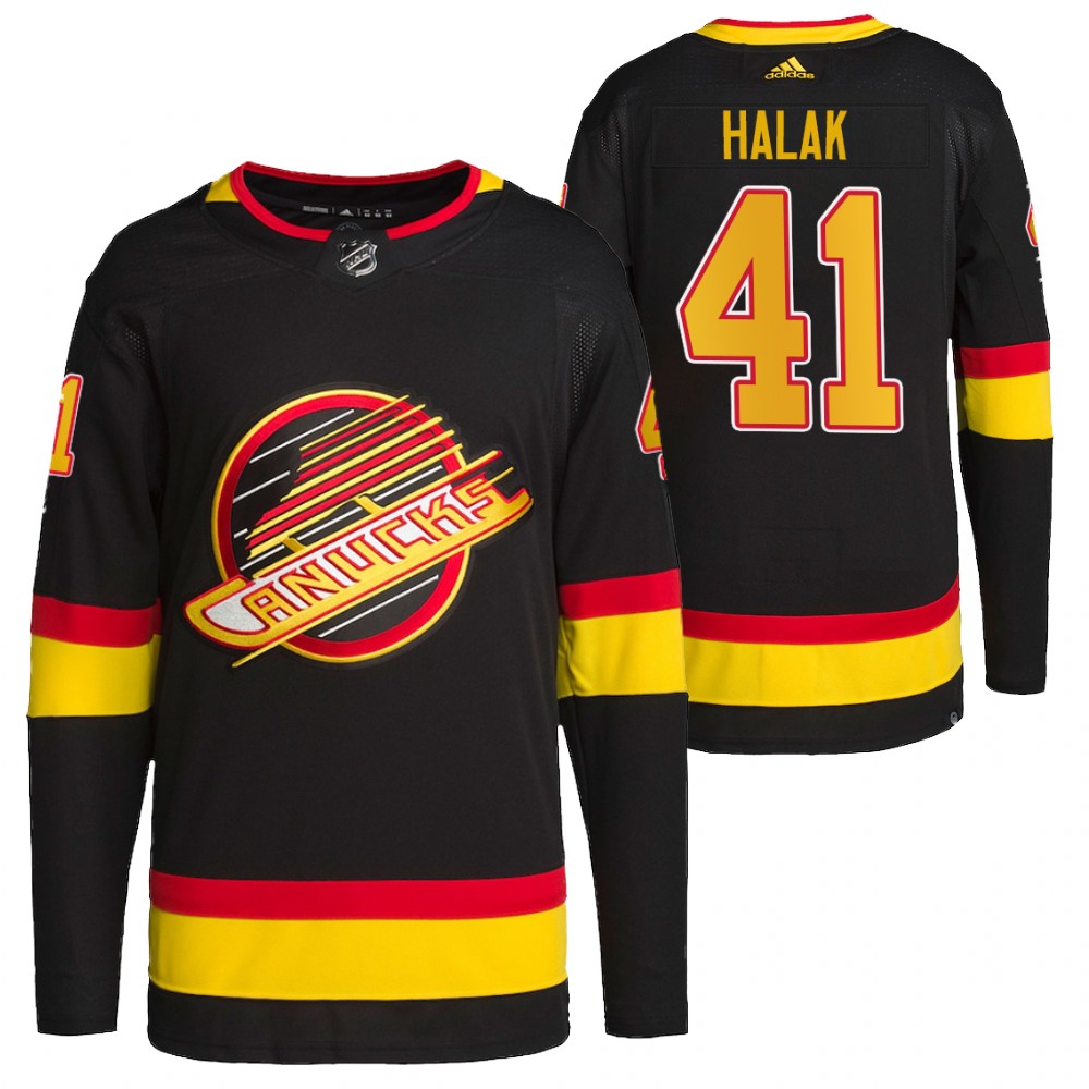 2022 Vancouver Canucks Jaroslav Halak Black Retro Primegreen Authentic Pro Jersey
