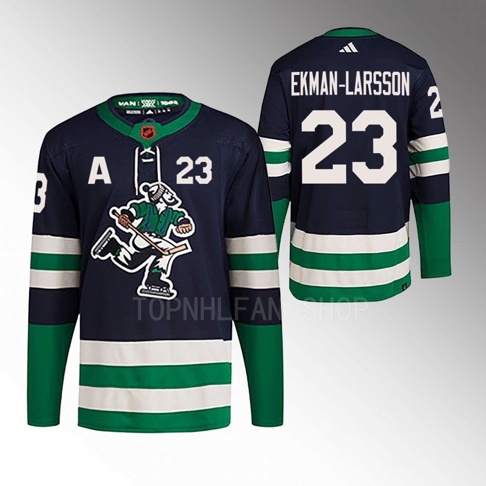 2022 Vancouver Canucks Oliver Ekman-Larsson Reverse Retro 2.0 Navy Authentic Primegreen Jersey