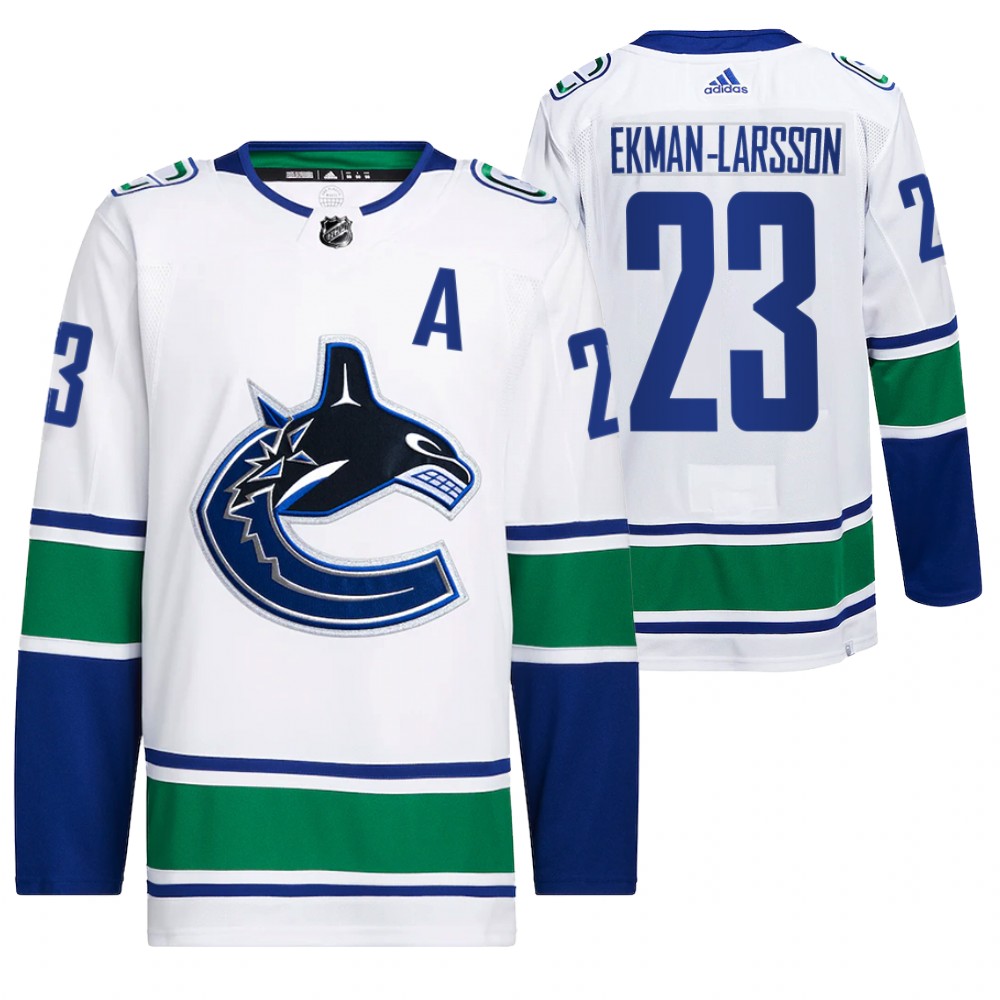 2022 Vancouver Canucks Oliver Ekman-Larsson White Away Primegreen Authentic Pro Jersey