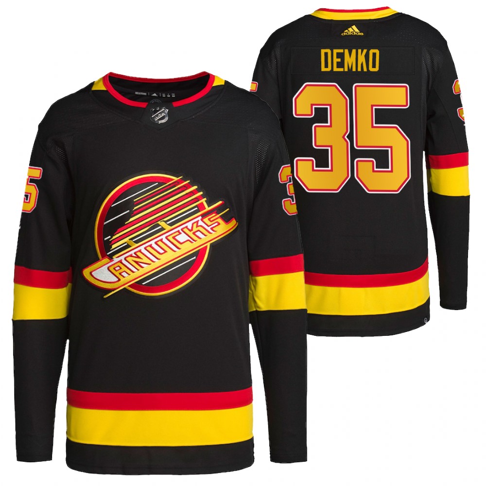 2022 Vancouver Canucks Thatcher Demko Black Retro Primegreen Authentic Pro Jersey