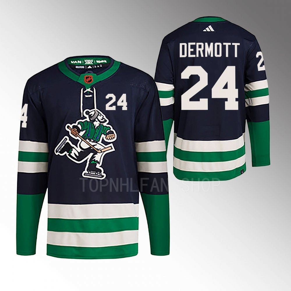 2022 Vancouver Canucks Travis Dermott Reverse Retro 2.0 Navy Authentic Primegreen Jersey
