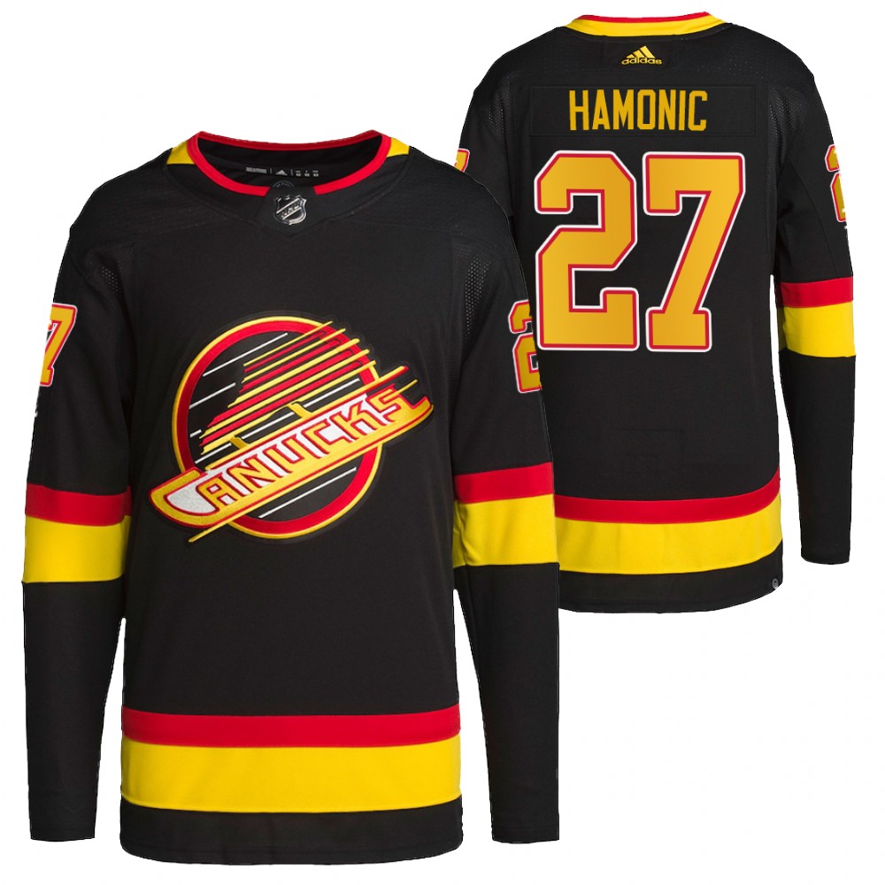 2022 Vancouver Canucks Travis Hamonic Black Retro Primegreen Authentic Pro Jersey