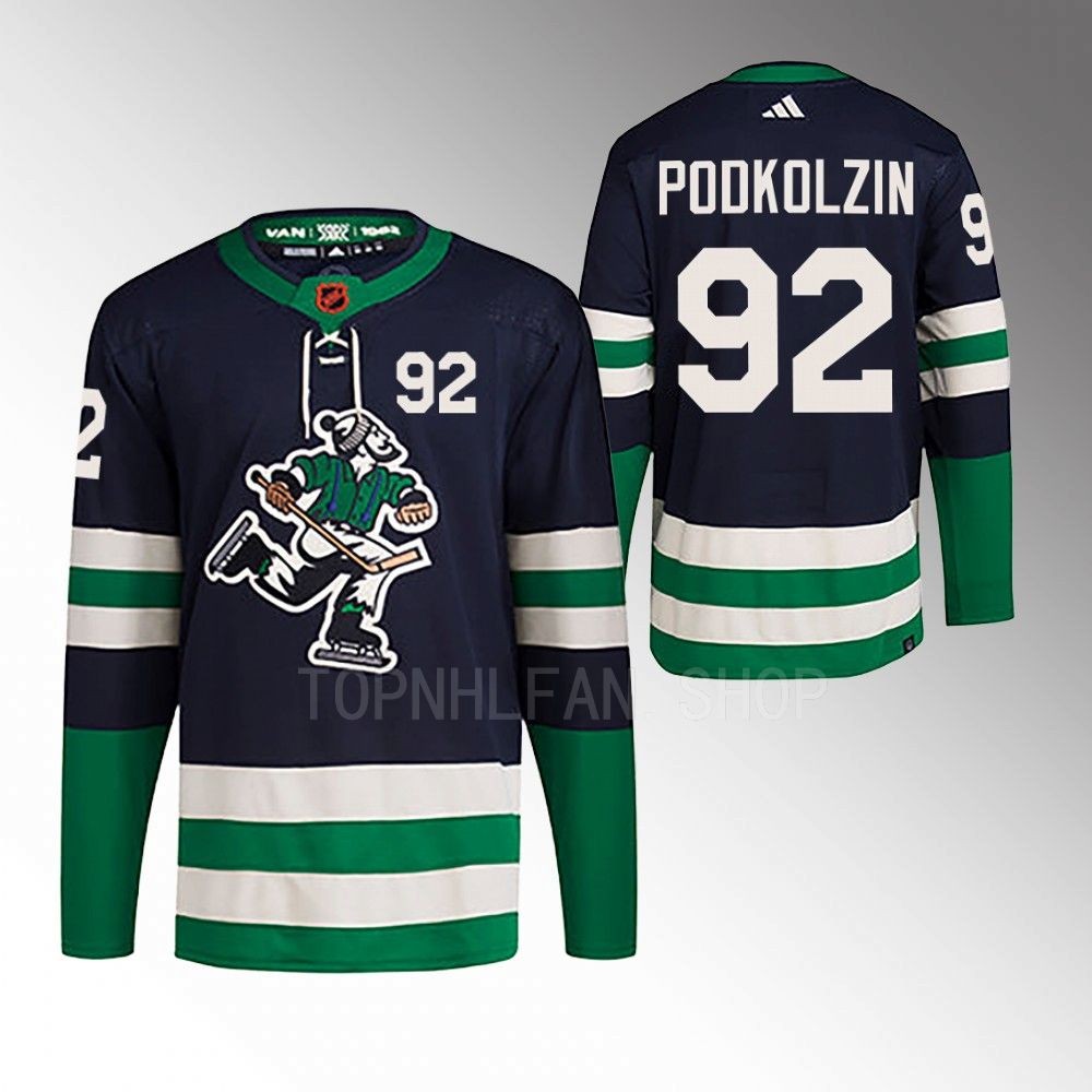 2022 Vancouver Canucks Vasily Podkolzin Reverse Retro 2.0 Navy Authentic Primegreen Jersey