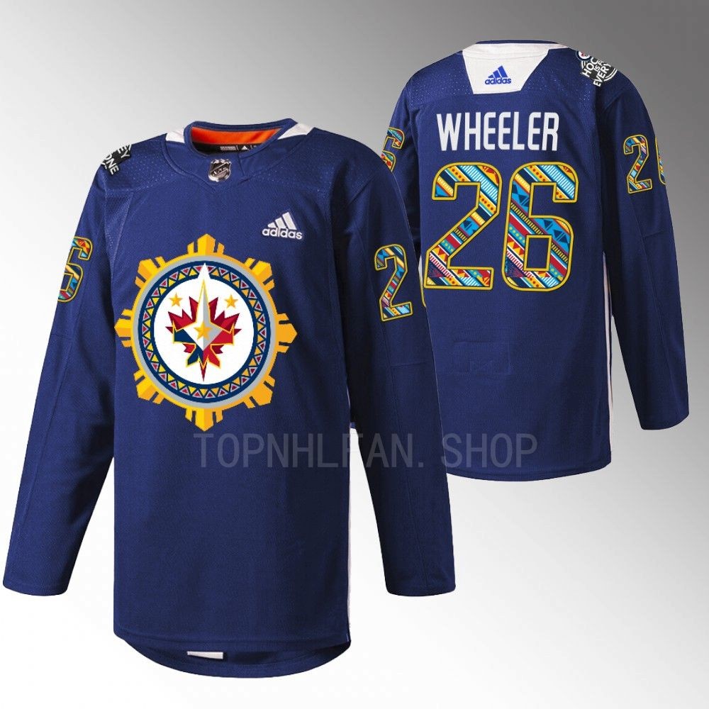 2022 Winnipeg Jets Blake Wheeler Filipino Heritage Night Navy Warmup Jersey