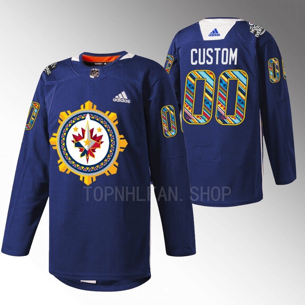 2022 Winnipeg Jets Custom Filipino Heritage Night Navy Warmup Jersey