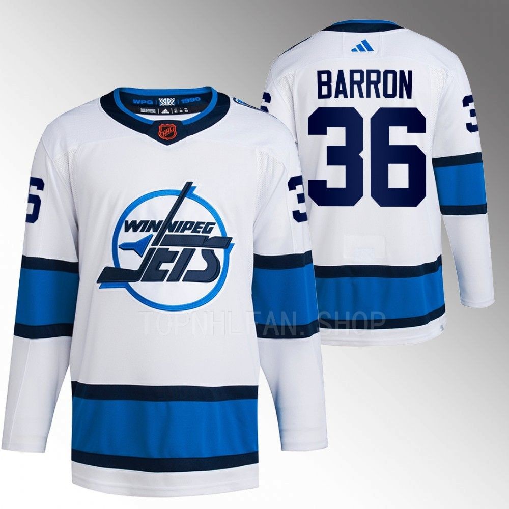 2022 Winnipeg Jets Morgan Barron Reverse Retro 2.0 White Authentic Primegreen Jersey