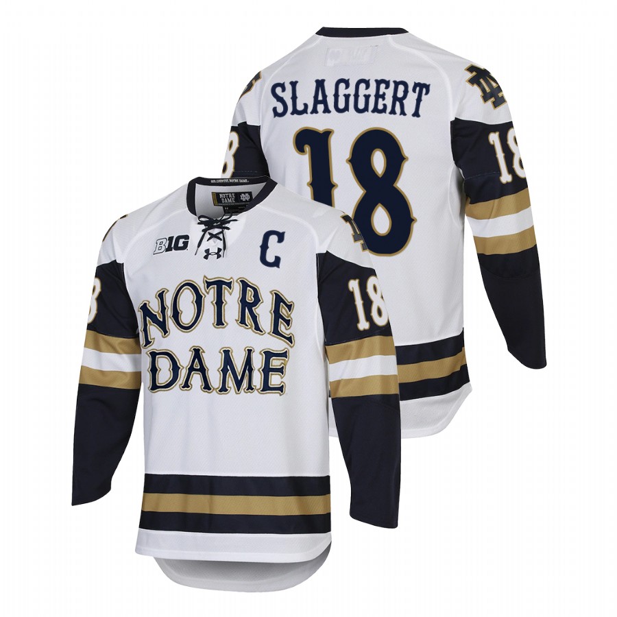 2022 notre dame fighting irish graham slaggert white college hockey home jersey